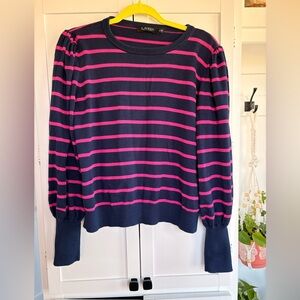 Ralph Lauren Navy and Pink Knit Top